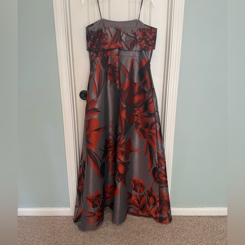 Aidan Mattox Floral Jacquard Strapless Sleeveless Popover Bodice Gown - Picture 4 of 5